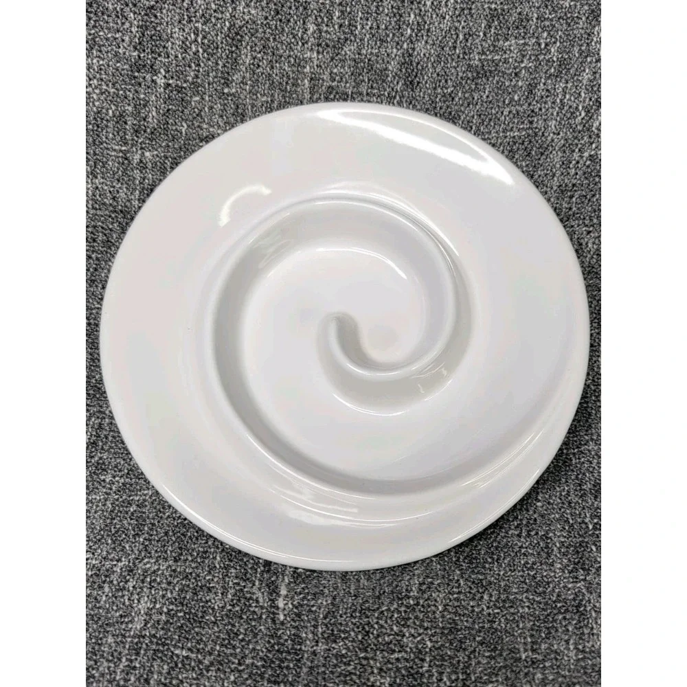 White Porcelain Swirl Serving Bowl 9